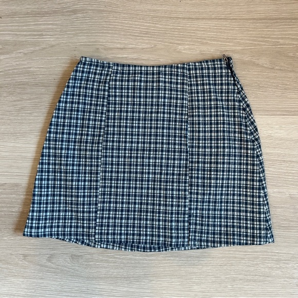 Urban Outfitters BDG Blue Plaid Mini Skirt with Front Slit - XS. - Picture 1 of 10